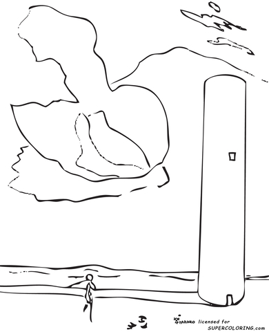 The Tower By Salvador Dali  Coloring Page